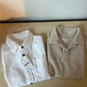 Crewcuts Ivory and Taupe Shirt Duo